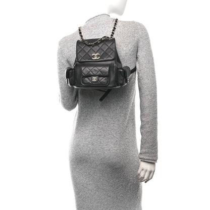 Chanel Shiny Caviar Quilted Small Pockets Drawstring Backpack Black 2 of 10