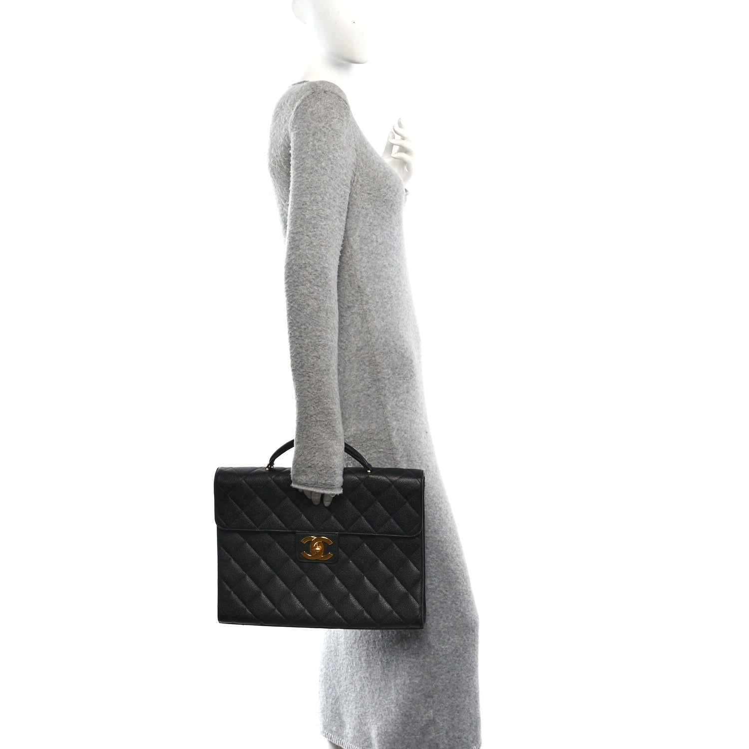 Chanel Caviar Quilted Briefcase Laptop Bag Black 2 of 12