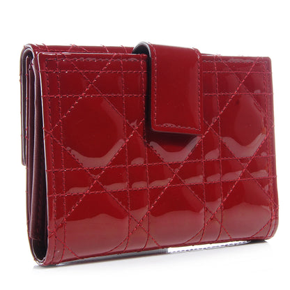 Christian Dior Patent Lady Dior Compact Cannage Wallet Red 2 of 9