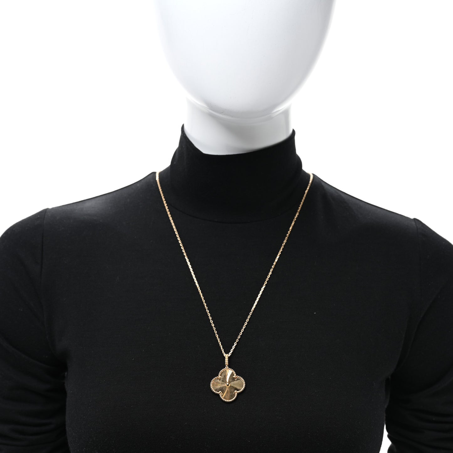 18K Yellow Gold Guilloche Magic Alhambra Long Necklace