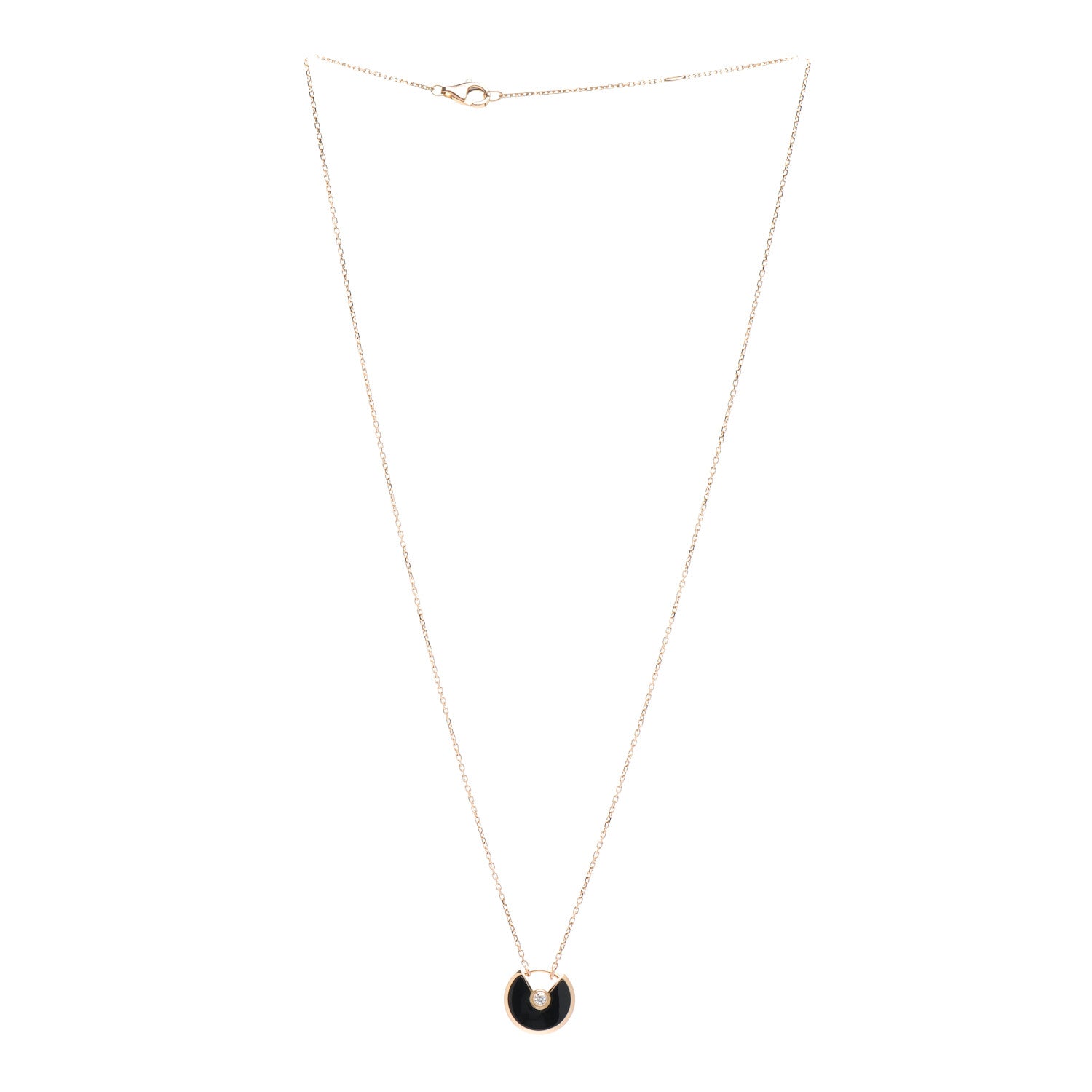 Cartier 18K Pink Gold Diamond Black Onyx XS Amulette de Cartier Pendant Necklace 3 of 5