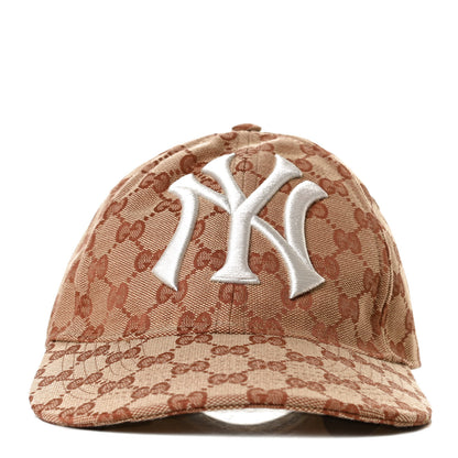Gucci X MLB Monogram NY Yankees Baseball Hat 57-61 Beige Ruggine 2 of 9