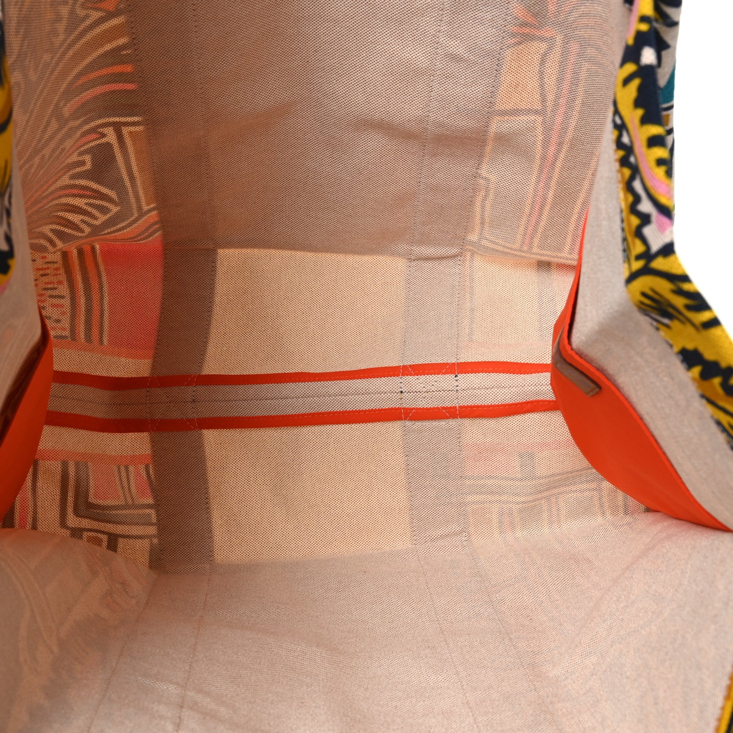 Hermes Cotton Canvas Vue Sur La Dune Beach Bag Outremer Bubble Gum Jaune D'Or 5 of 9