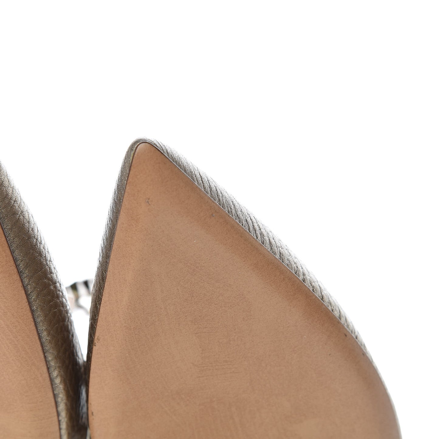 Metallic Pebbled Calfskin Patent Rockstud Ankle Strap 65mm Pumps 37.5 Skin
