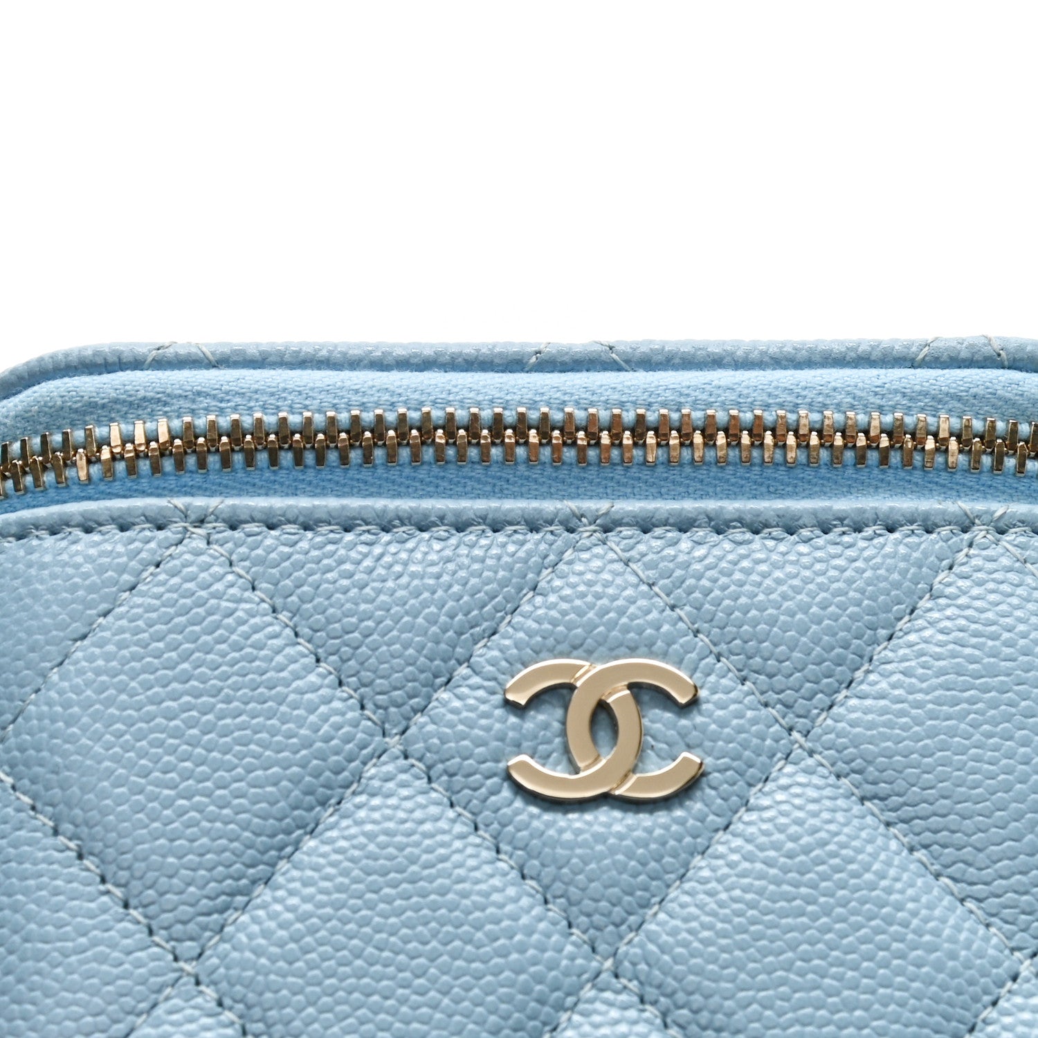 Chanel Caviar Quilted Mini Vanity Case With Chain Light Blue 12 of 13