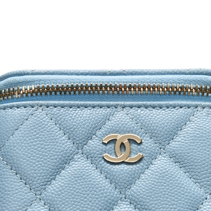 Chanel Caviar Quilted Mini Vanity Case With Chain Light Blue 12 of 13