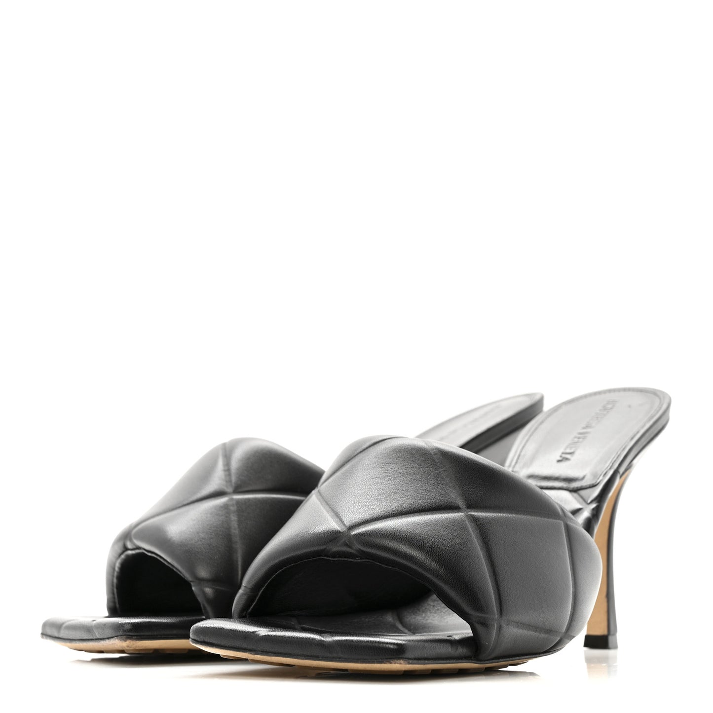 Nappa Quilted Rubber Lido Mule Sandals 40 Black