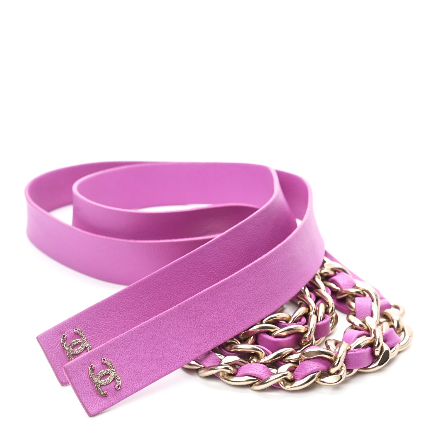 Chanel Lambskin Chain Belt S Lilac Gold 2 of 5