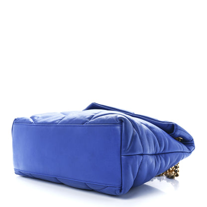 Saint Laurent Lambskin Quilted Medium Loulou Puffer Monogram Chain Satchel Majorele Blue 10 of 12