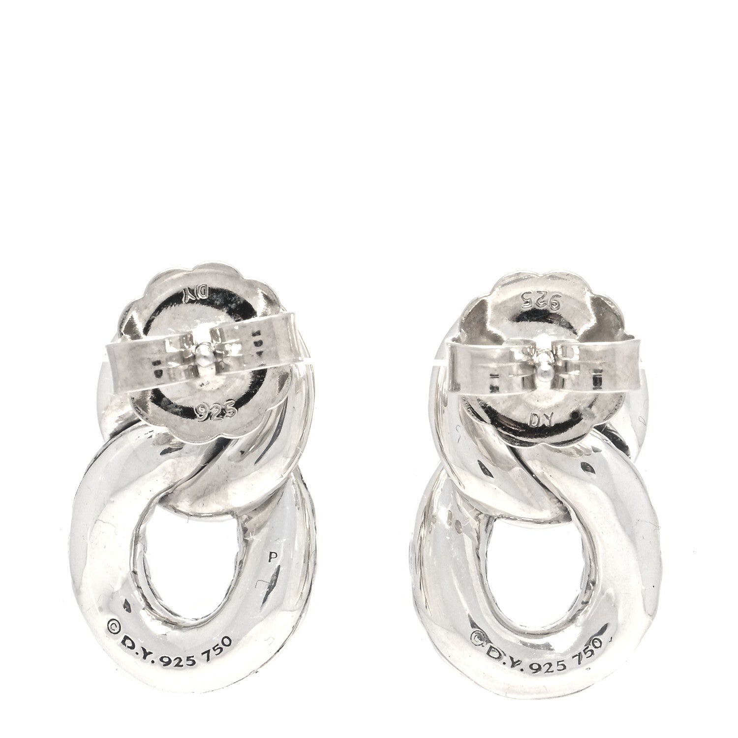 David Yurman Sterling Silver 18K Yellow Gold Belmont Curb Link Drop Earrings 3 of 4