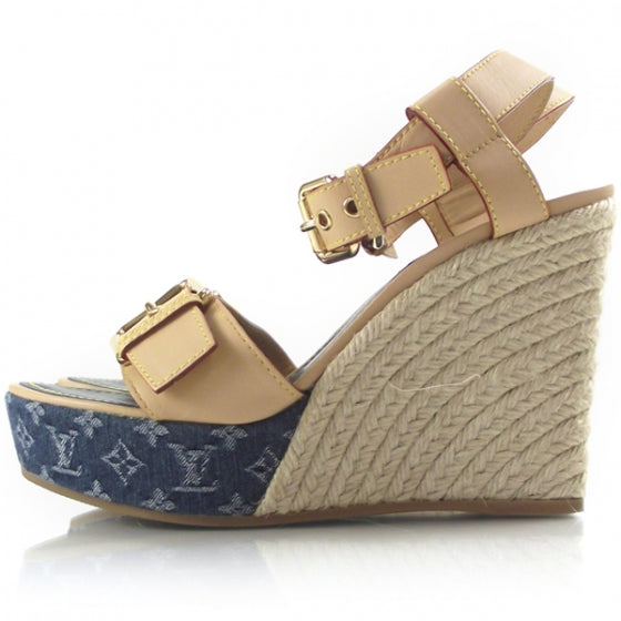 Denim Wedge Heels 38 Blue