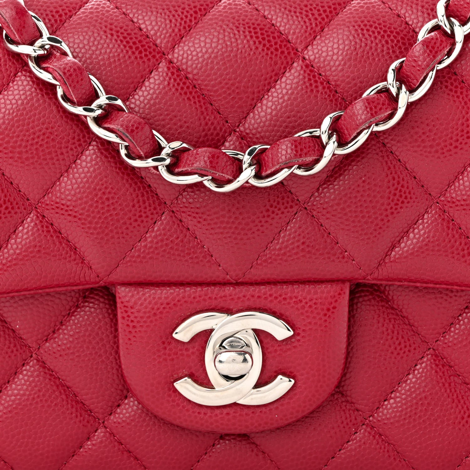 Chanel Caviar Quilted Mini Rectangular Flap Red 8 of 12