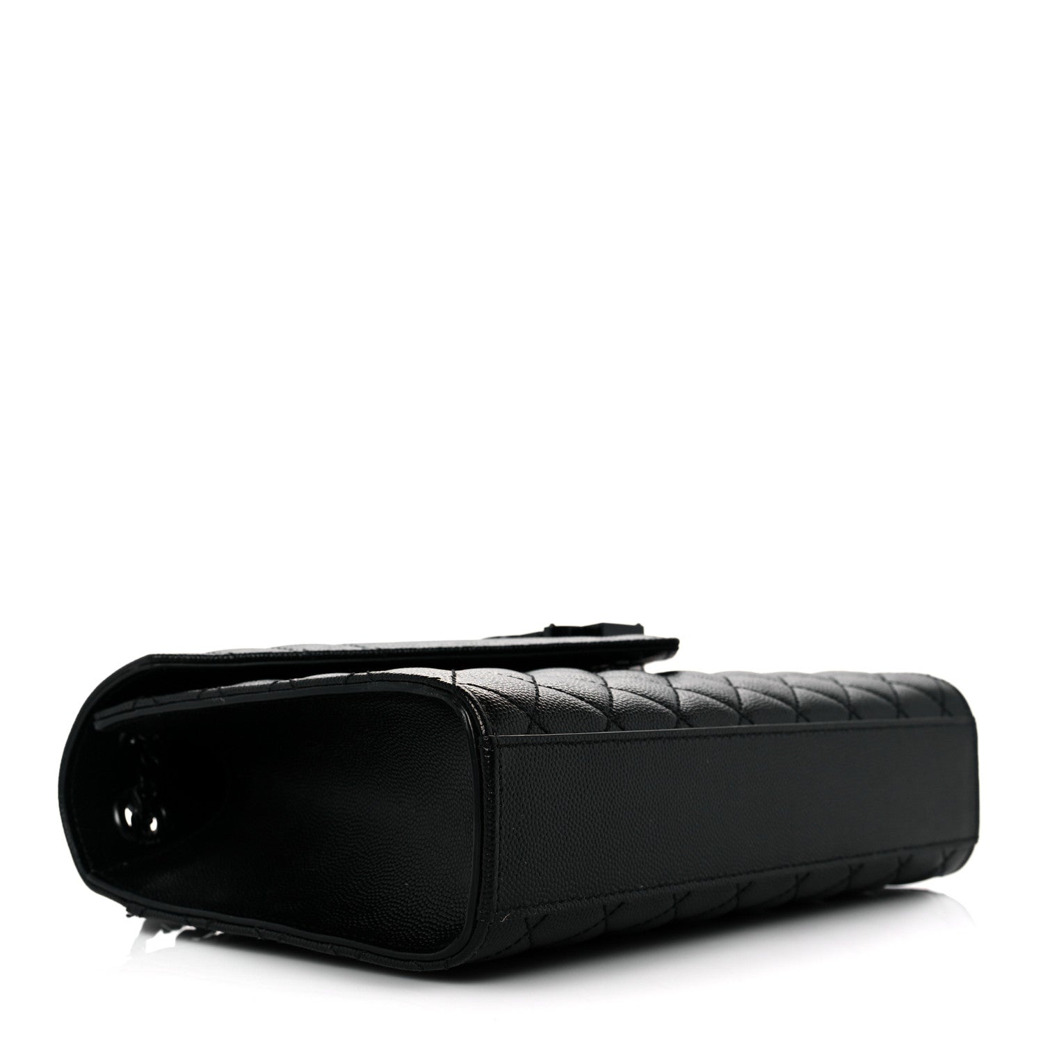 Saint Laurent Grain De Poudre Textured Mixed Matelasse Triquilt Medium Monogram Satchel Black 4 of 9