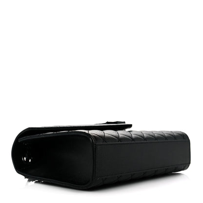 Saint Laurent Grain De Poudre Textured Mixed Matelasse Triquilt Medium Monogram Satchel Black 4 of 9