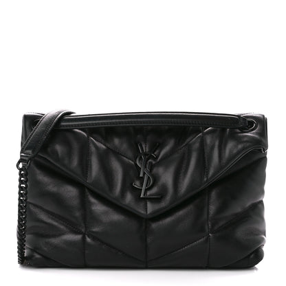 Saint Laurent Lambskin Quilted Monogram Monochrome Small Loulou Puffer Chain Satchel Black 1 of 11