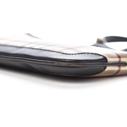 Burberry Haymarket Check Small Peyton Crossbody Clutch Bag Chocolate 12 of 13