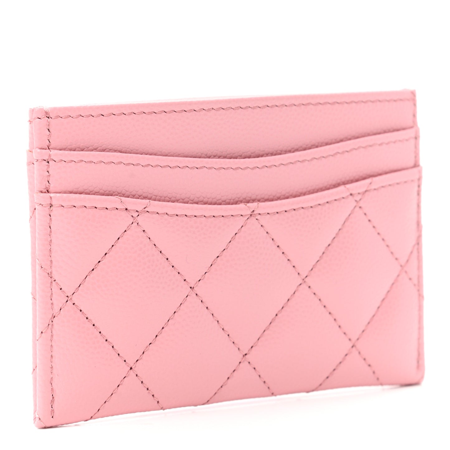 Caviar Quilted Card Holder Pink