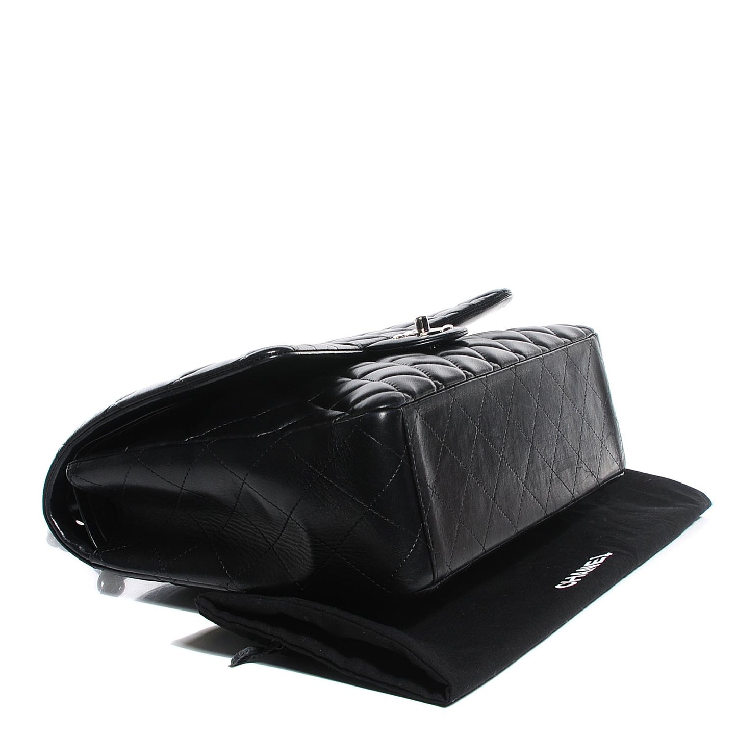 Lambskin Quilted Maxi Double Flap Black