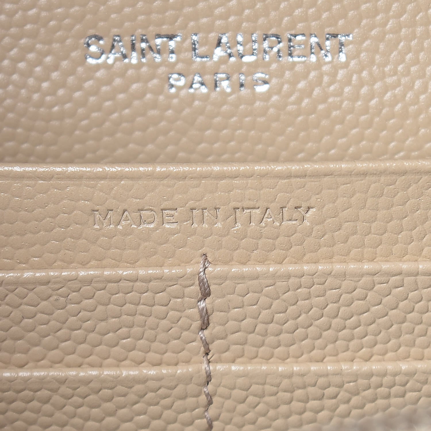 Saint Laurent Grain De Poudre Matelasse Chevron Monogram Chain Wallet Nude Powder 9 of 10