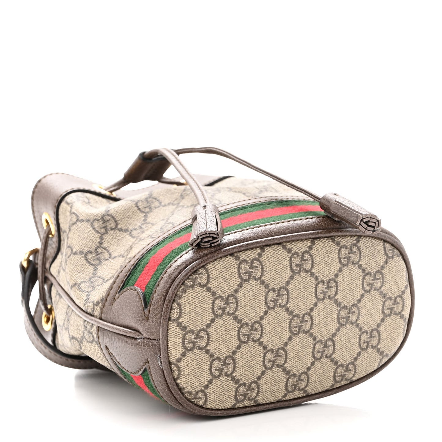 GG Supreme Monogram Web Mini Ophidia Bucket Bag Brown