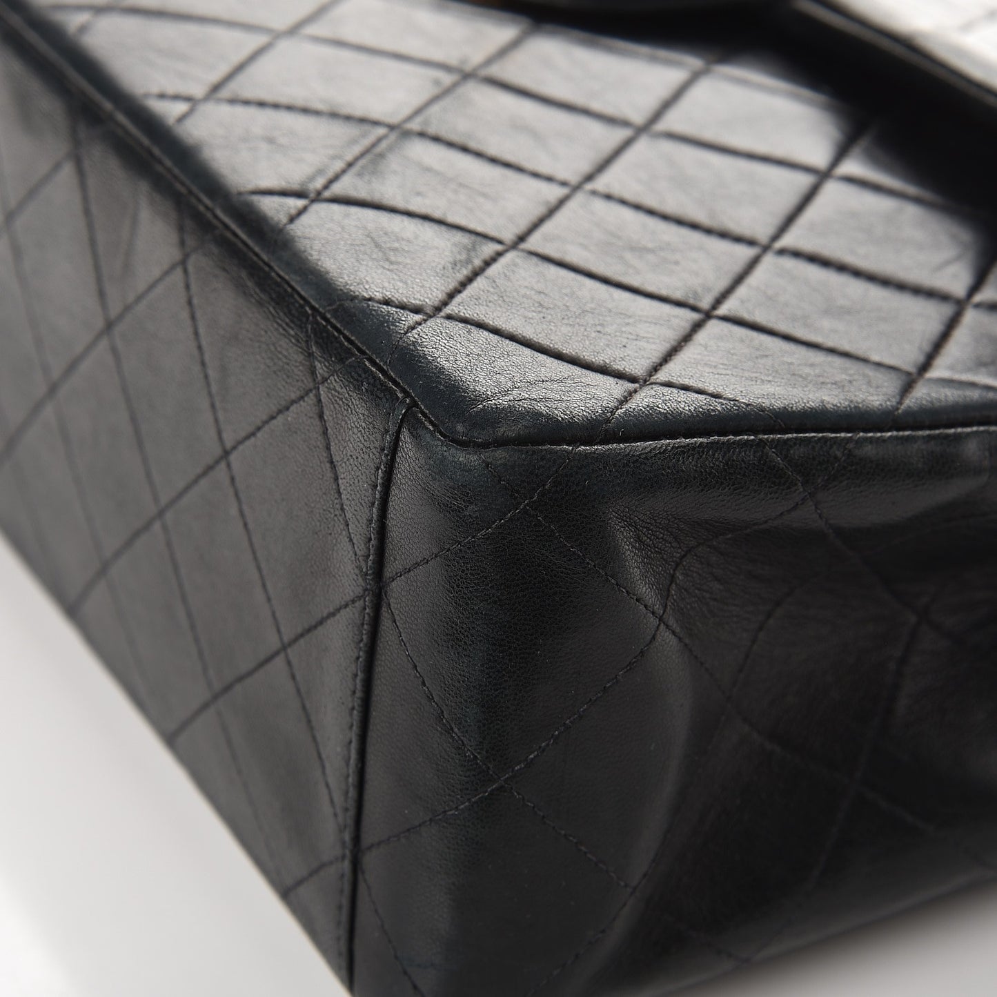 Lambskin Quilted XL Jumbo Single Flap Black