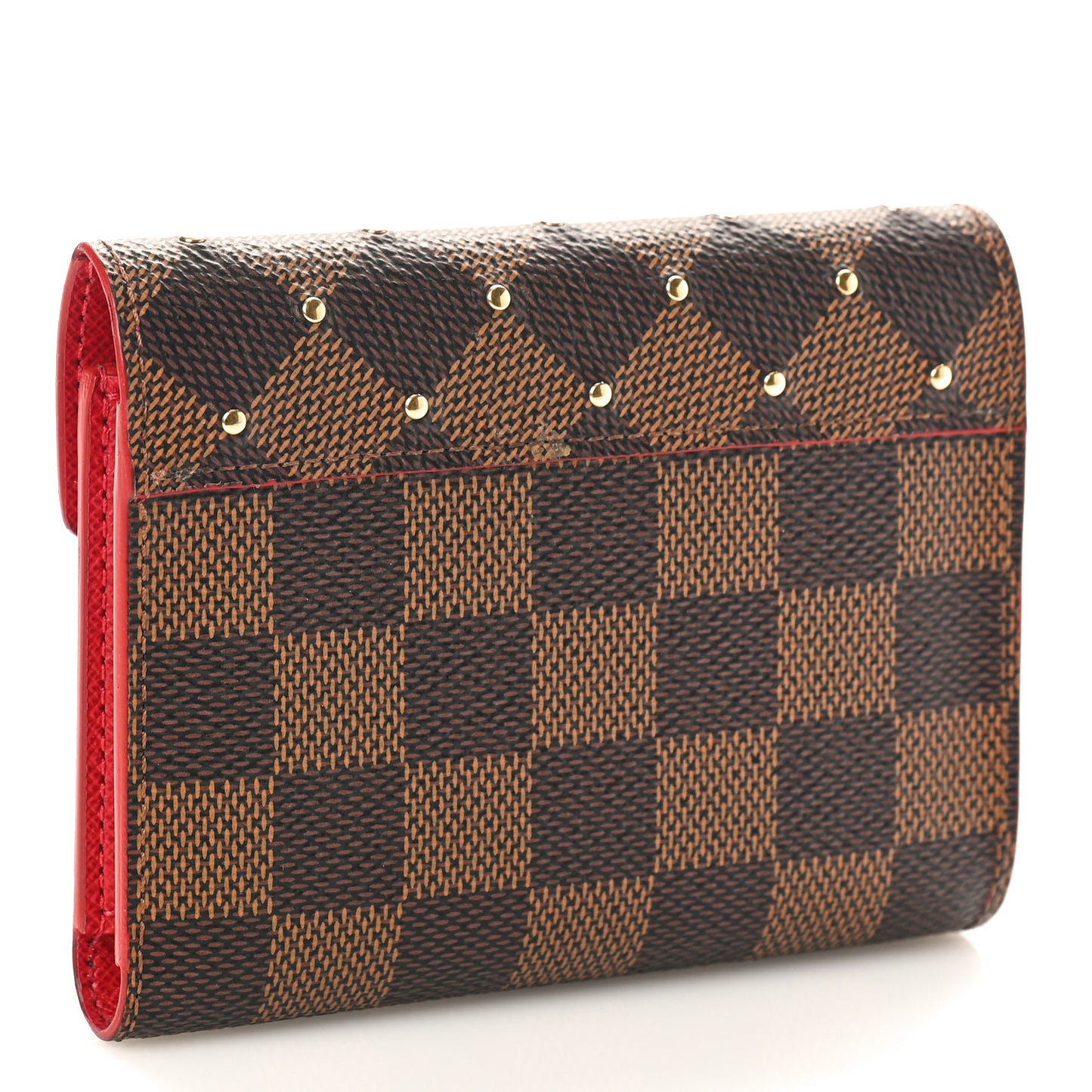 Damier Ebene Studded Victorine Wallet Cherry