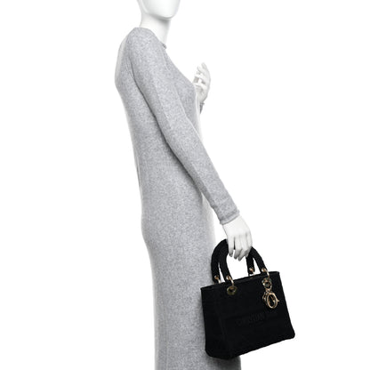 Christian Dior Canvas Embroidered Cannage Medium Lady D-Lite Black 2 of 10