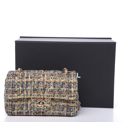 Chanel Tweed Quilted Mini Rectangular Flap Gold Blue 10 of 10