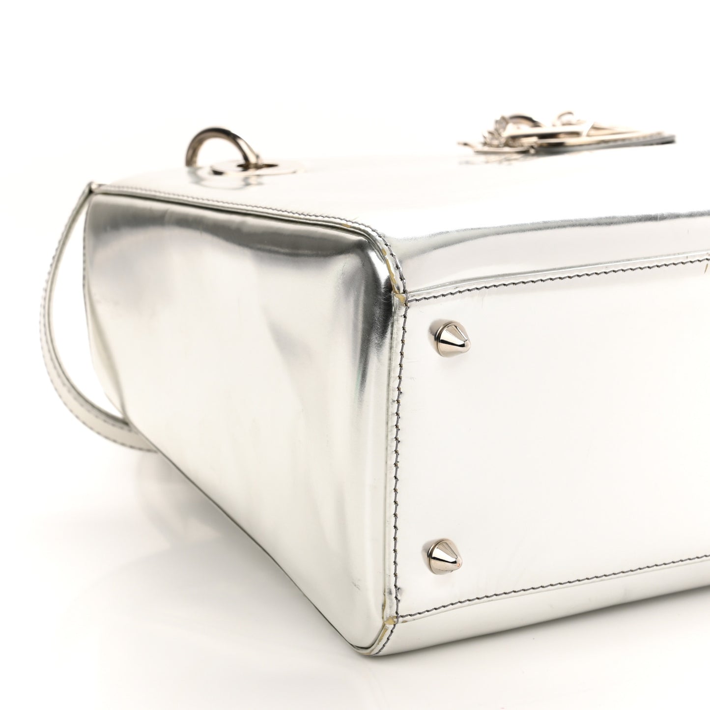 Metallic Patent Calfskin Medium Lady Dior Silver