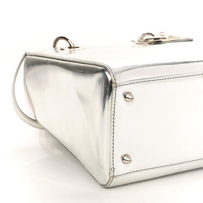 Christian Dior Metallic Patent Calfskin Medium Lady Dior Silver 9 of 15