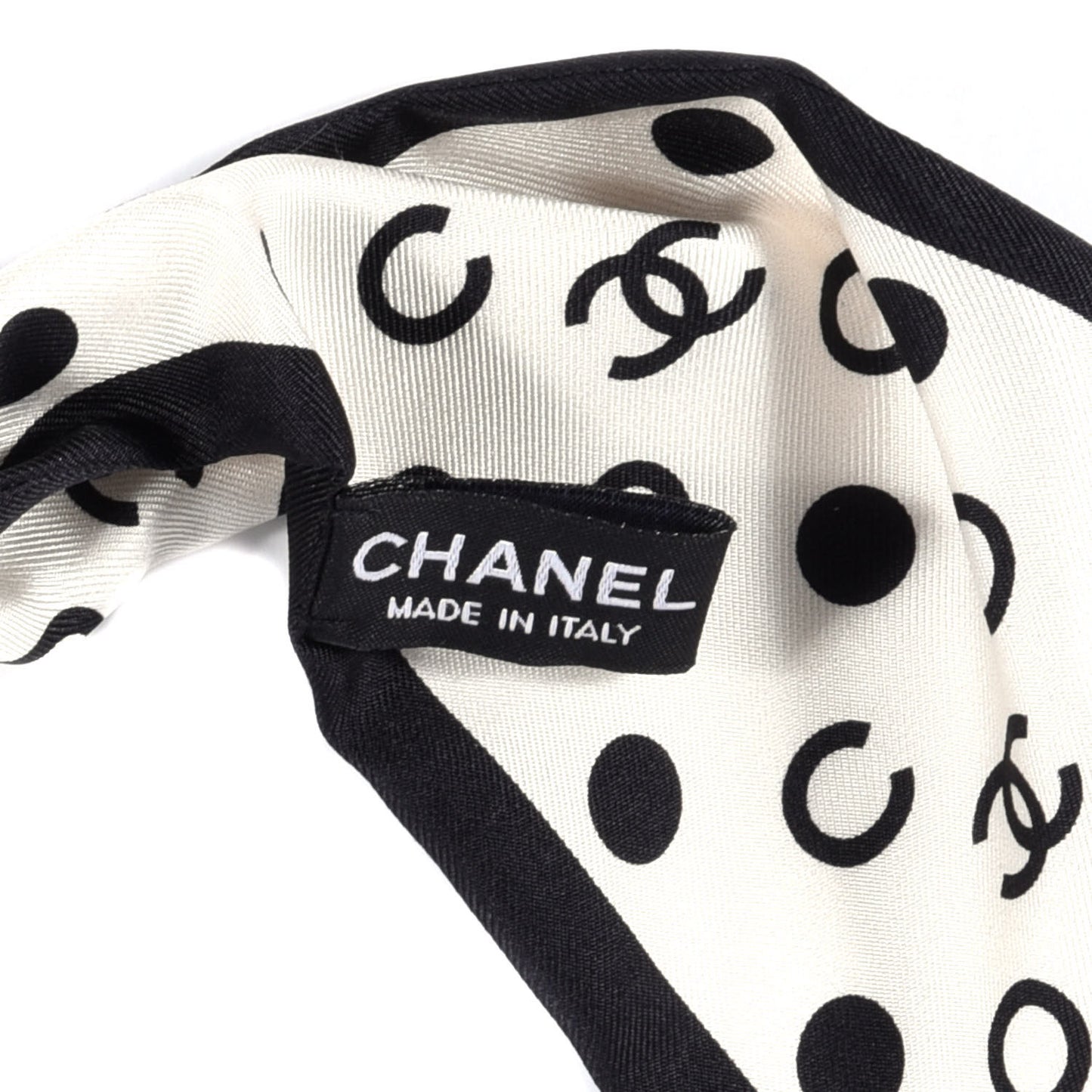 Silk CC Twilly Hair Tie Ivory Black
