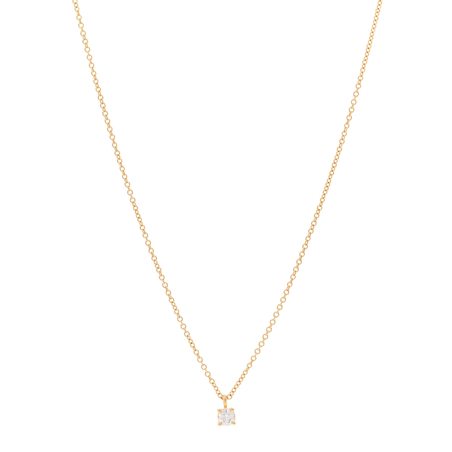 Tiffany 18K Rose Gold Diamond .12ct Solitaire Pendant Necklace 1 of 5