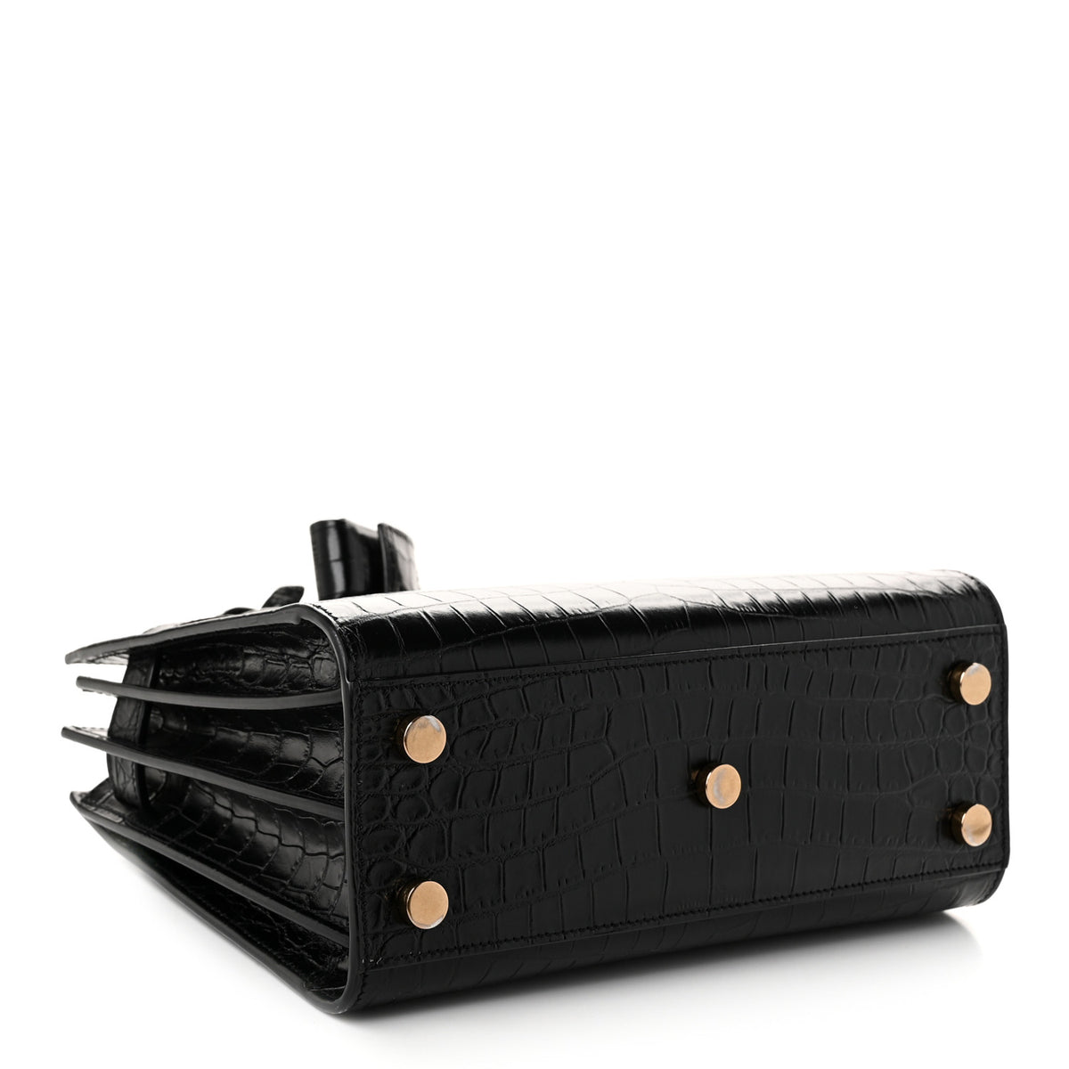 Calfskin Crocodile Embossed Nano Sac De Jour Black