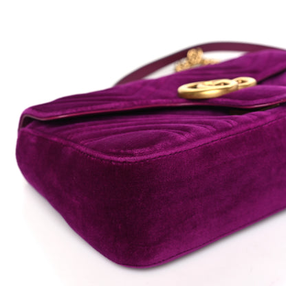 Gucci Velvet Matelasse Small GG Marmont Shoulder Bag Fuchsia Violet Cyclamen 9 of 10