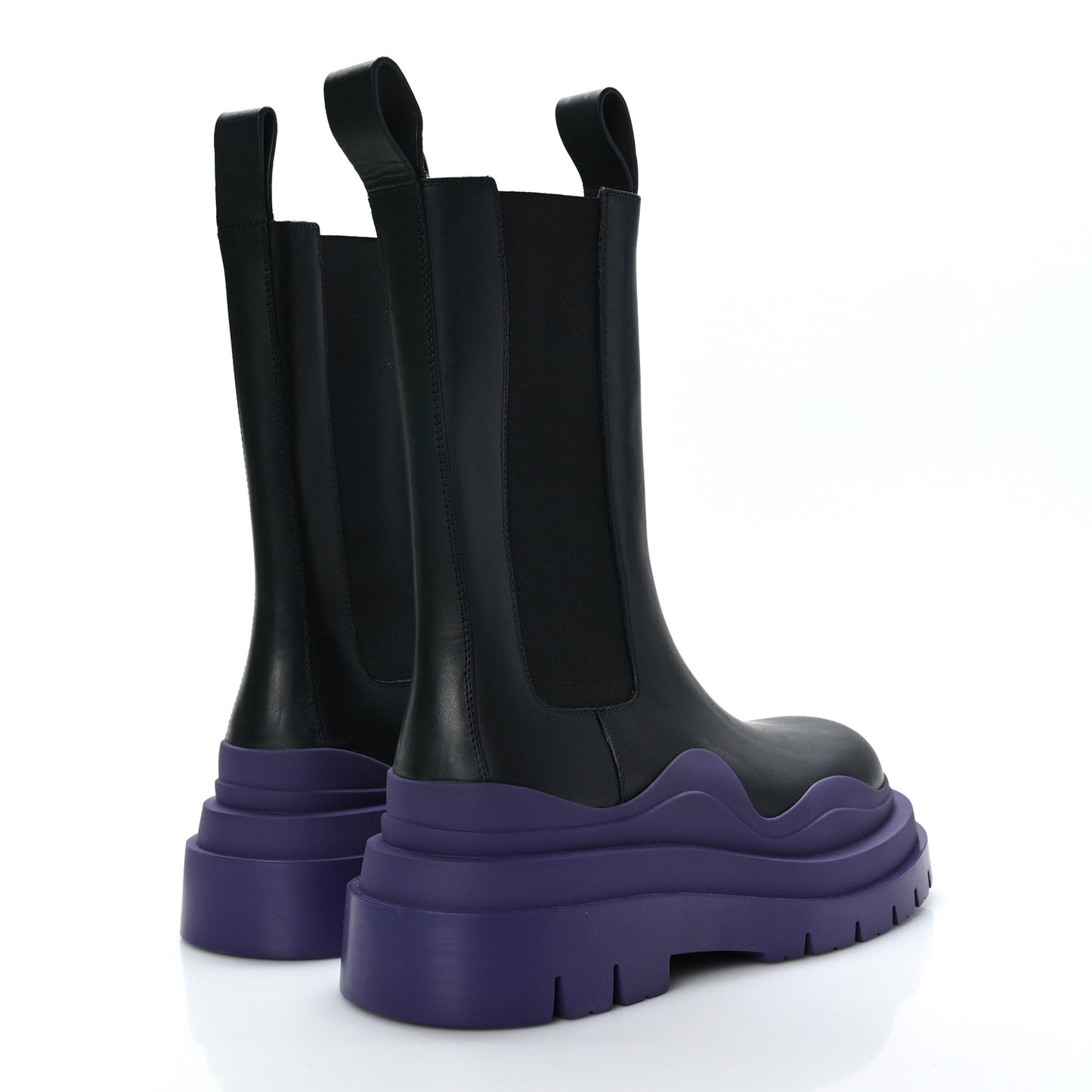 Calfskin The Tire Chelsea Boots 37.5 Black Plum