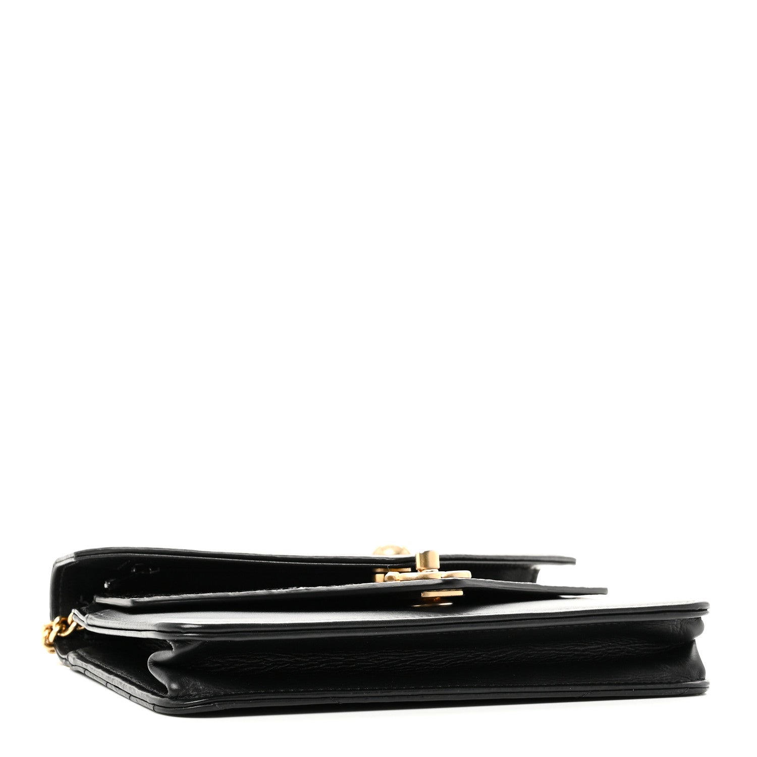 Chanel Calfskin Elaphe Double Chevron Mini Wallet On Chain WOC Black 4 of 12
