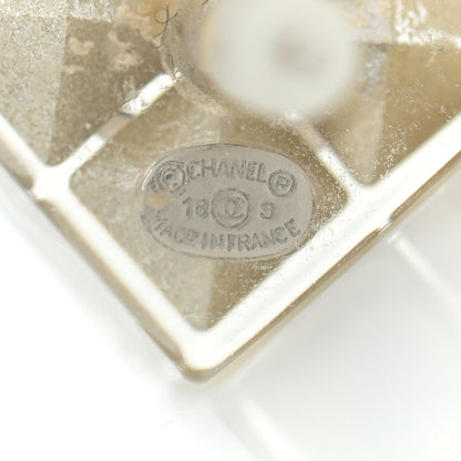 Chanel Transparent Resin Iridescent Crystal CC Cube Earrings Silver 4 of 4