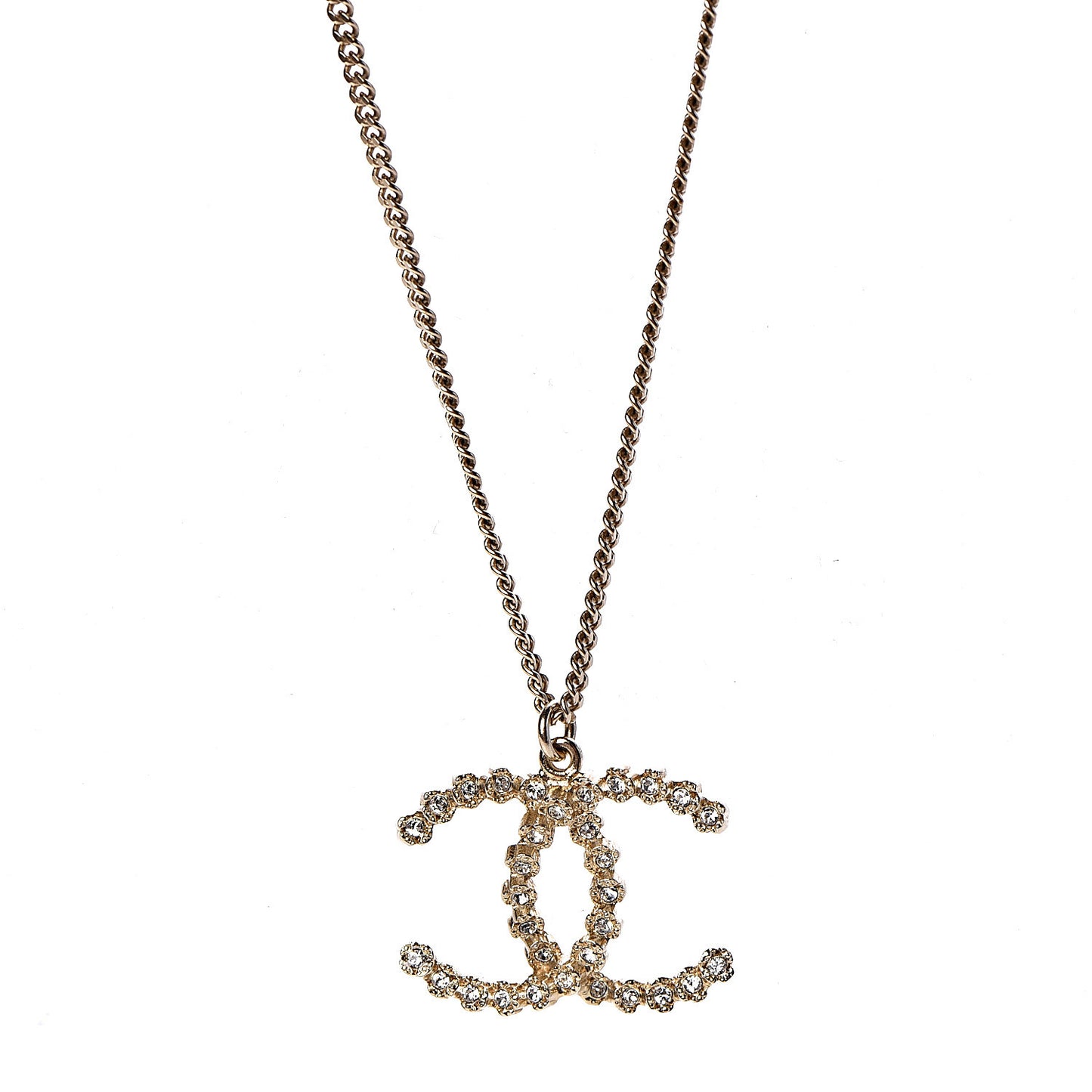Crystal CC Pendant Necklace Gold