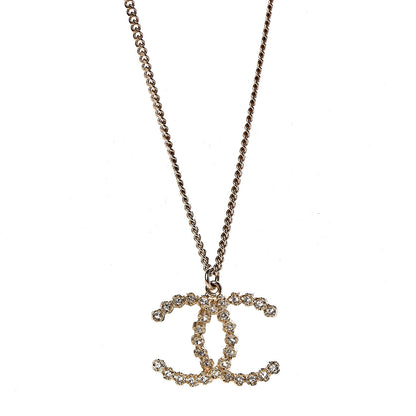 Chanel Crystal CC Pendant Necklace Gold 4 of 6