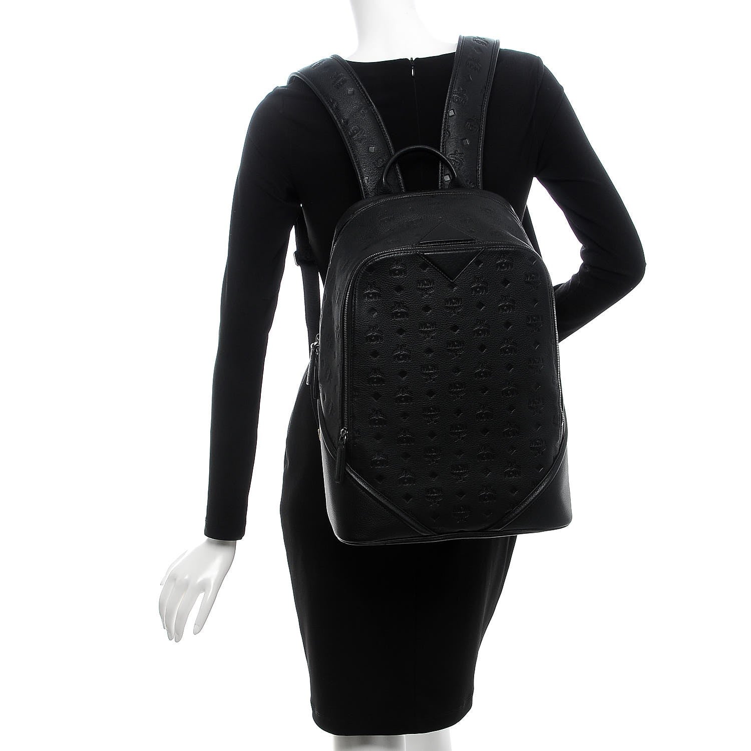 MCM Calfskin Ottomar Monogram Duke Backpack Black 2 of 13