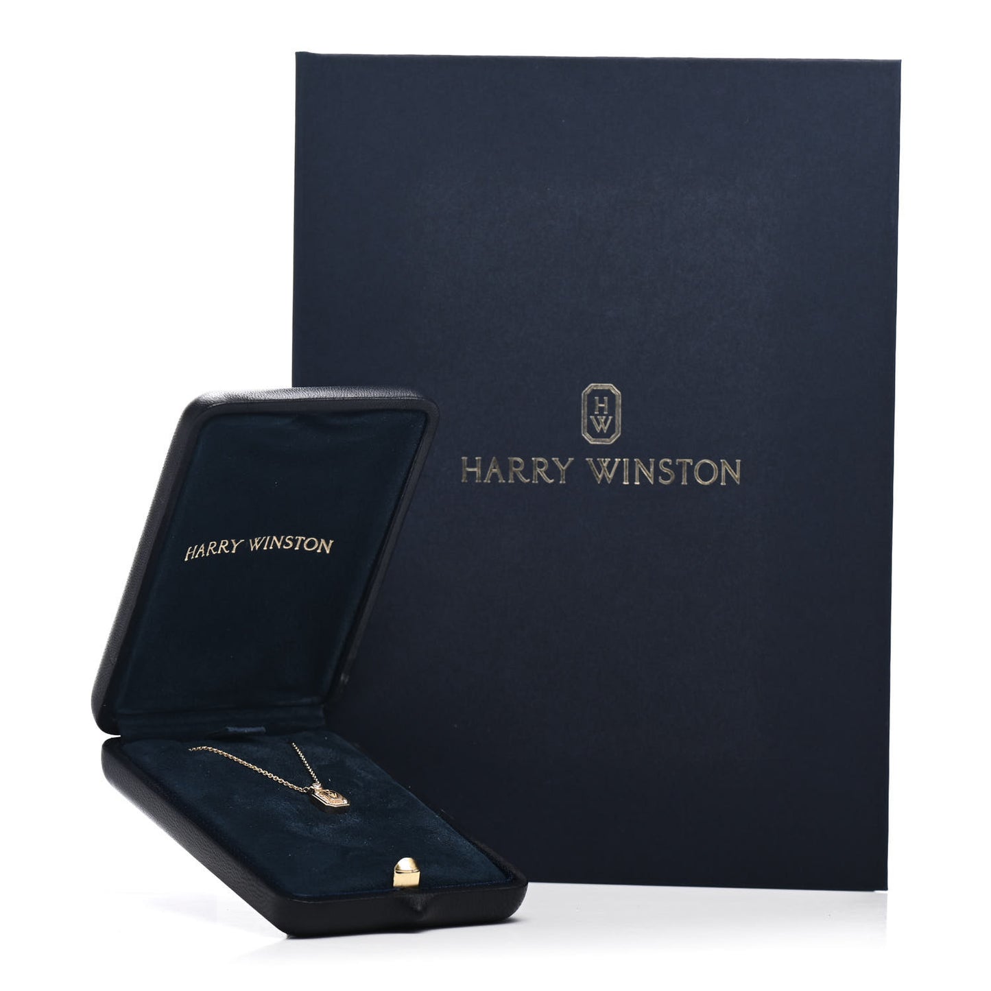 18K Yellow Gold Diamond HW Logo Pendant Necklace