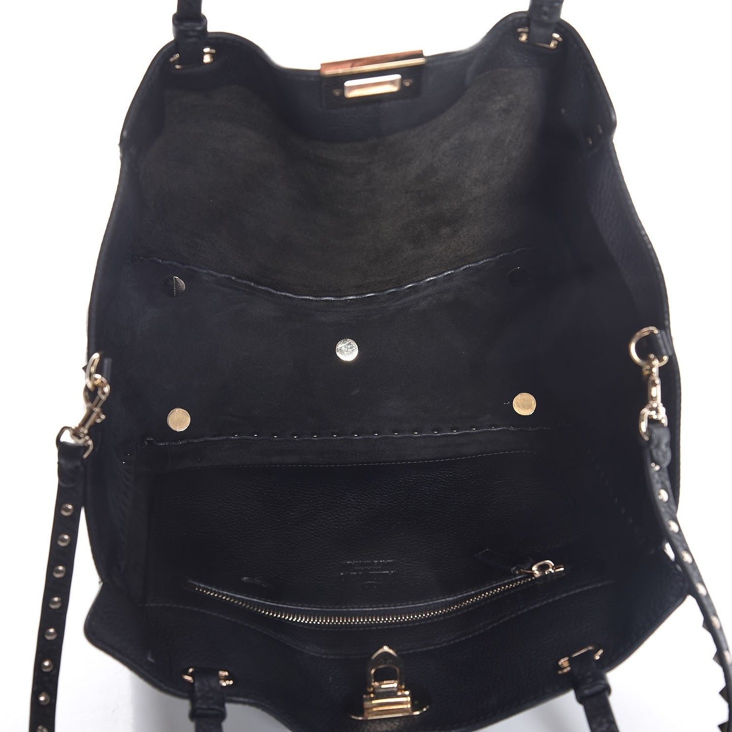 Alce Printed Calfskin Medium Rockstud Tote Black