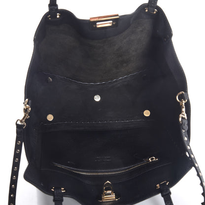 Valentino Garavani Alce Printed Calfskin Medium Rockstud Tote Black 6 of 9