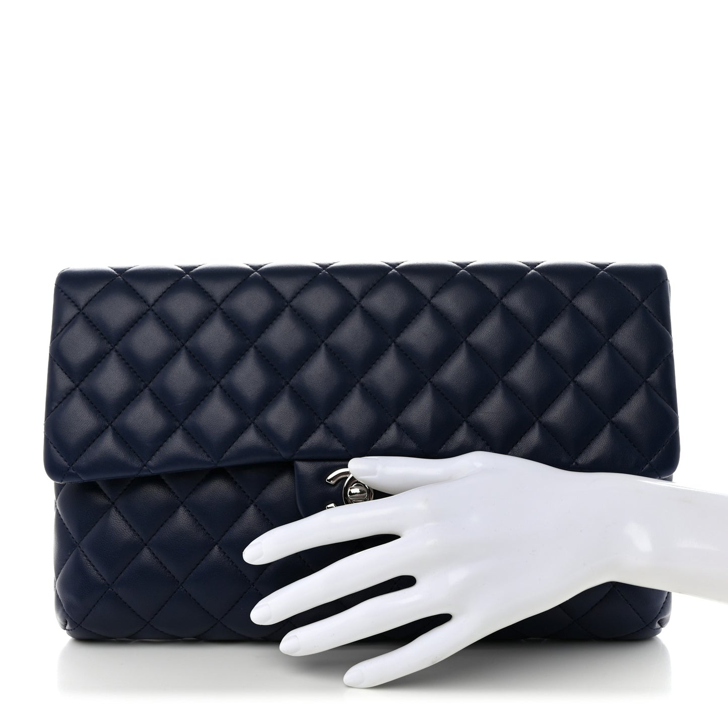 Lambskin Quilted Clutch Flap Blue