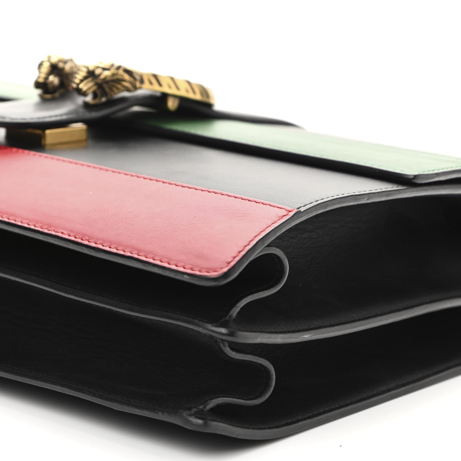 Gucci Calfskin Bamboo Web Large Dionysus Top Handle Bag Black Bright Evergreen Hibiscus Red 11 of 14