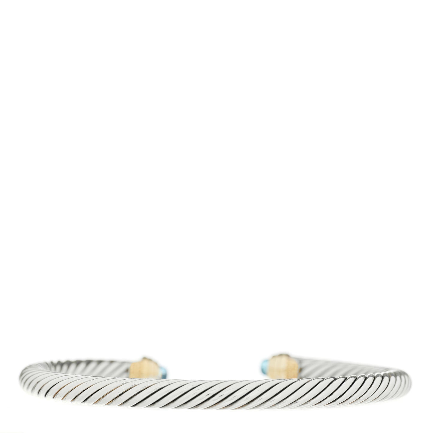 Sterling Silver 14K Yellow Gold Blue Topaz 5mm Cable Classics Petite Color Bracelet