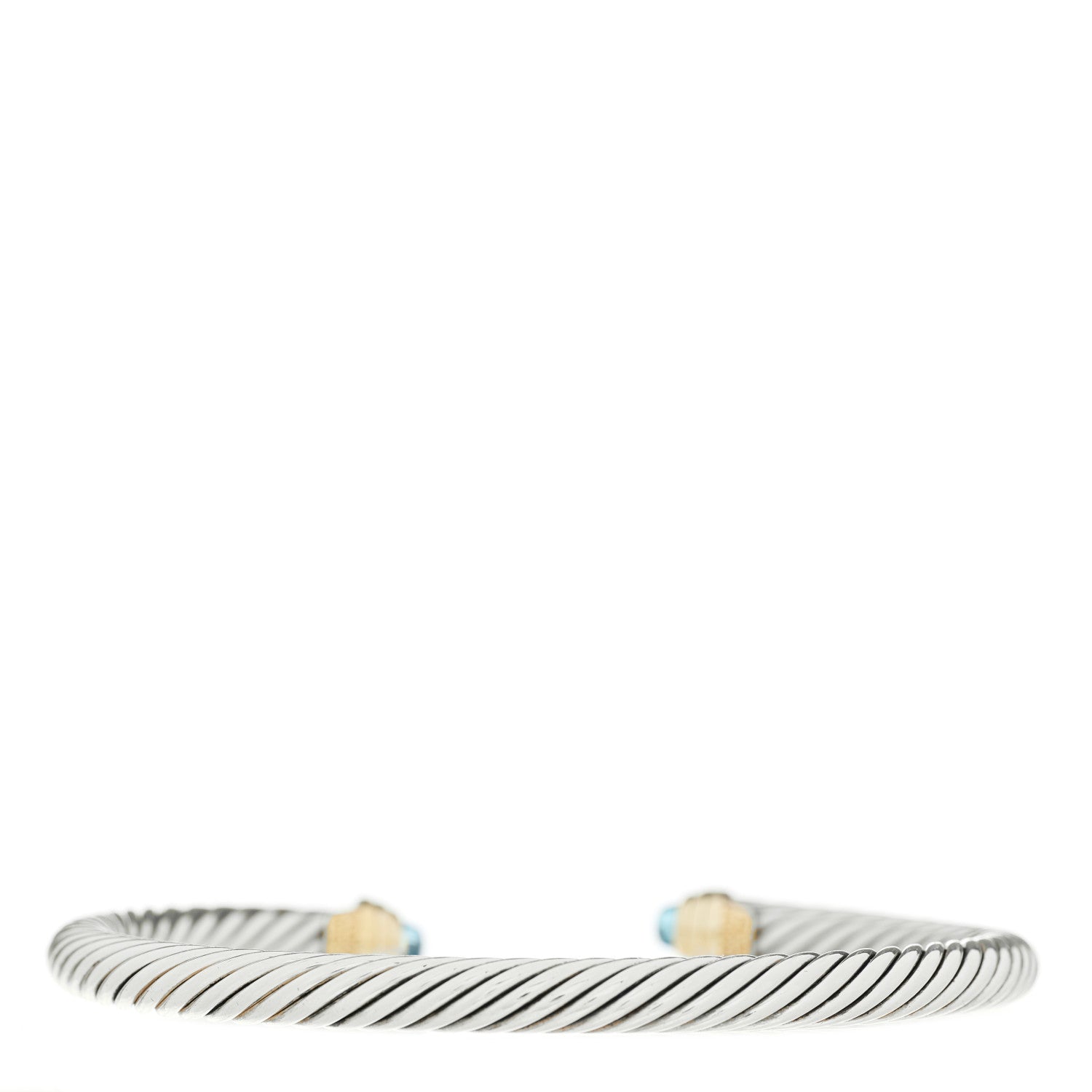 David Yurman Sterling Silver 14K Yellow Gold Blue Topaz 5mm Cable Classics Petite Color Bracelet 2 of 5