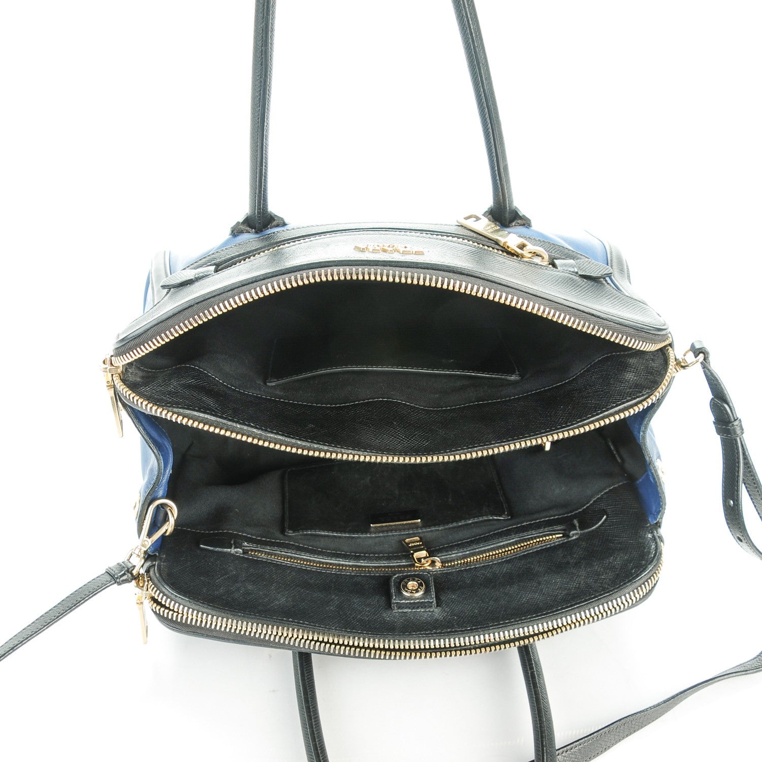 Prada Saffiano Vitello Bi-Color Large Double Zip Tote 5 of 9