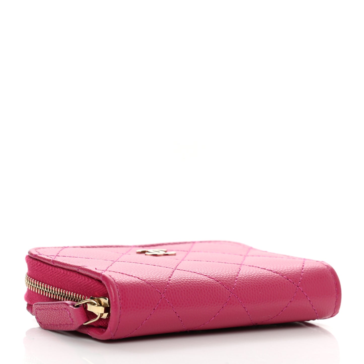 Caviar Quilted Zip Coin Purse Pink