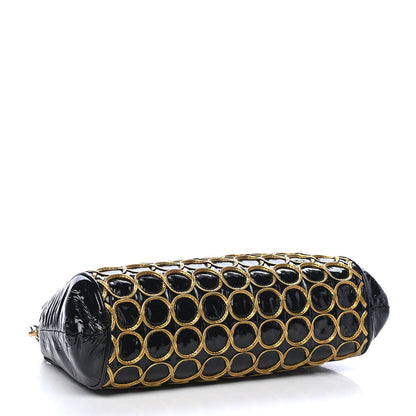 Chanel Patent Embroidered Clutch With Chain Black Gold 4 of 9